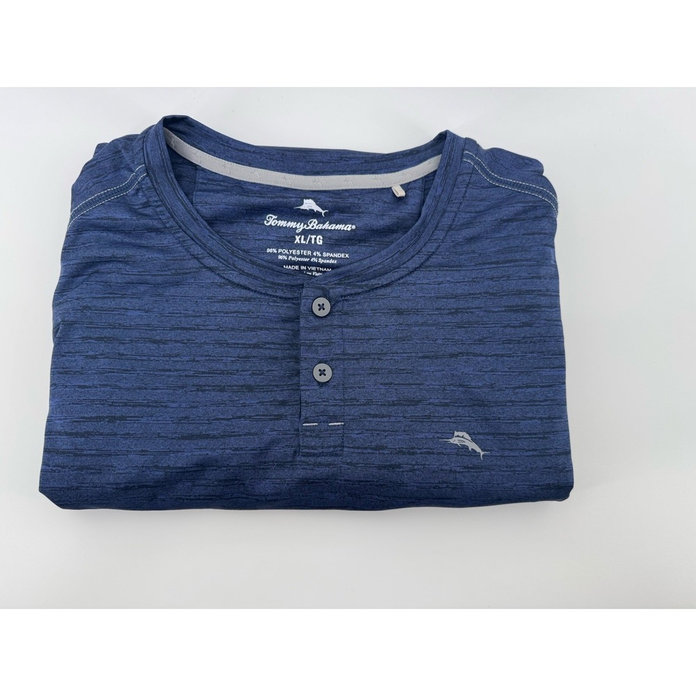 Tommy Bahama Men's‎ Wave Crest Henley Long Sleeve Shirt XL Blue